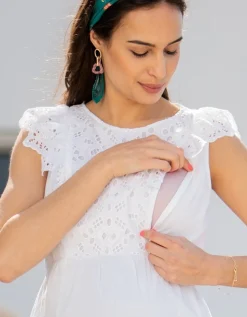 Outlet Seraphine Abigail | Broderie Anglaise Cotton Maternity & Nursing Top