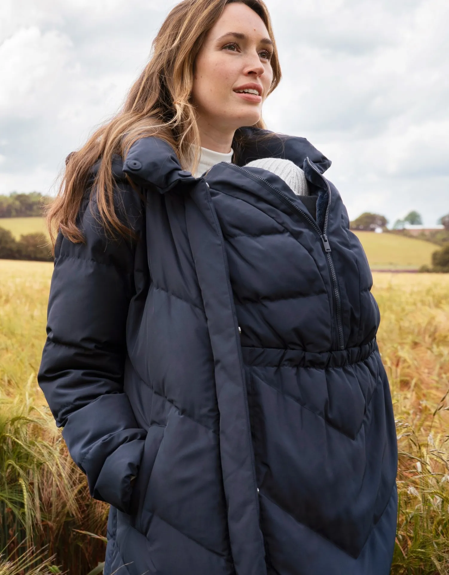 Sale Seraphine Adena | Chevron Puffer Maternity Coat