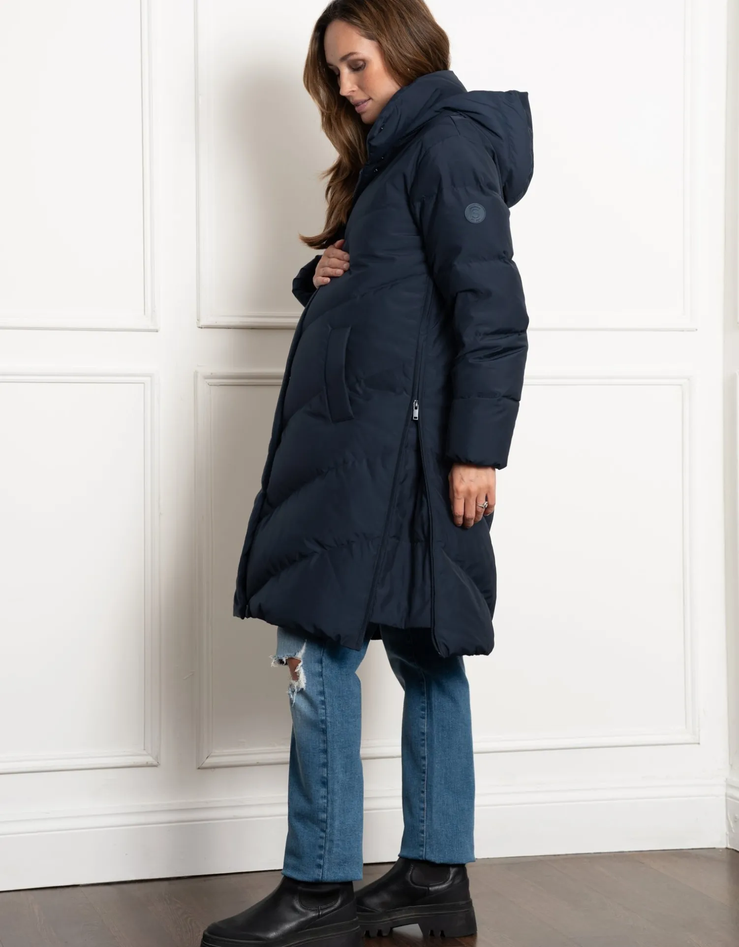 Sale Seraphine Adena | Chevron Puffer Maternity Coat