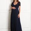 Shop Seraphine Aldari | Maxi Maternity & Nursing Dress with Lace Sleeve