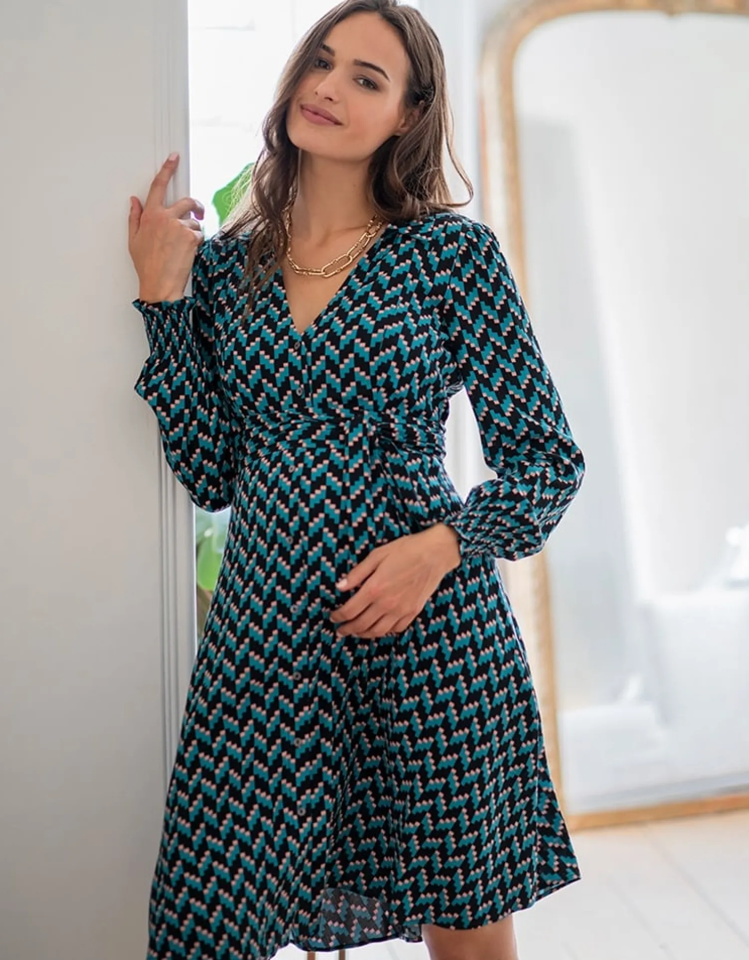 Discount Seraphine Alessandra | Teal Maternity & Nursing Shirt Dress