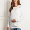 Best Seraphine Amalia | Cream Ribbed Cotton Maternity & Nursing Sweater