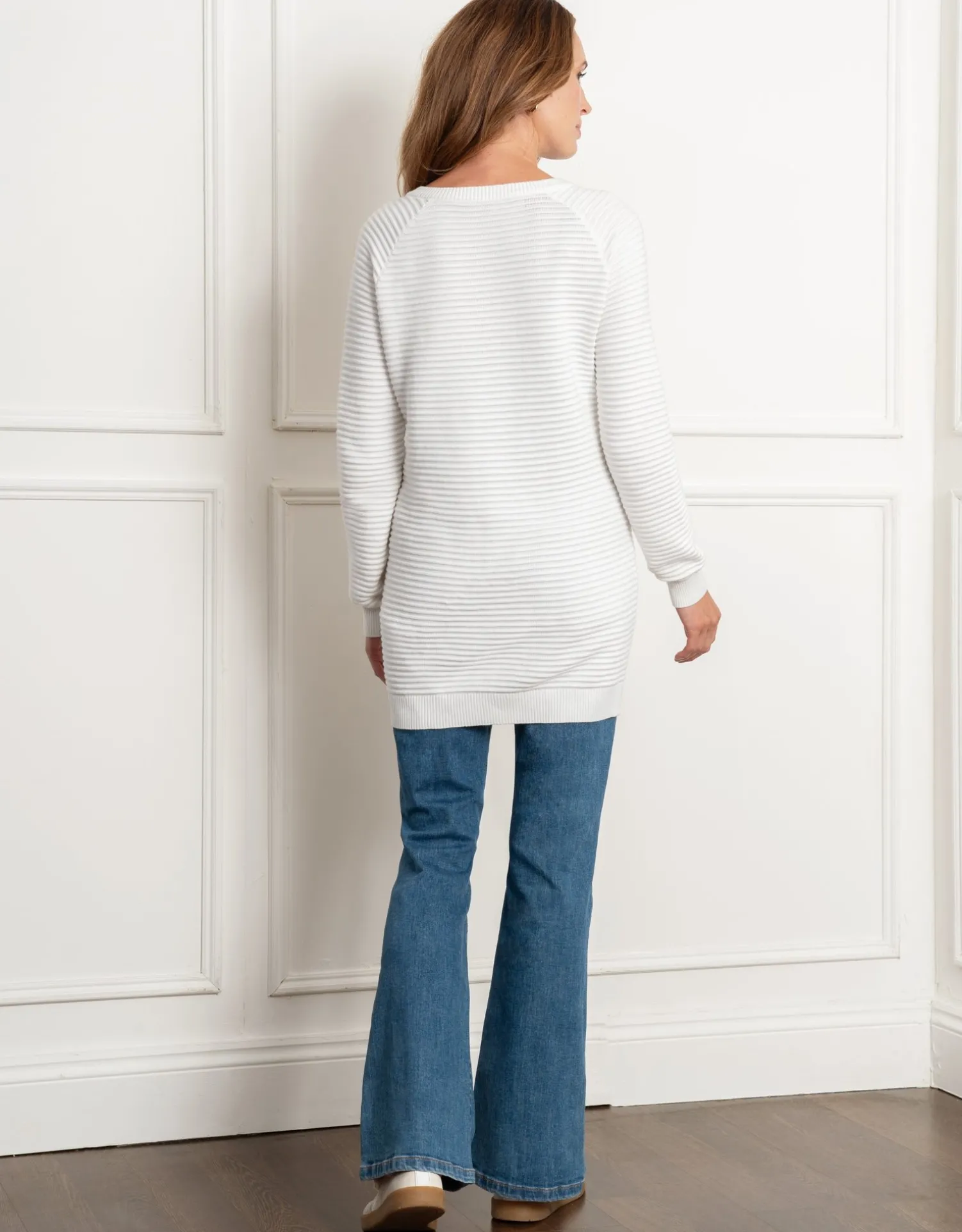Best Seraphine Amalia | Cream Ribbed Cotton Maternity & Nursing Sweater