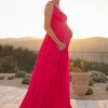Flash Sale Seraphine Amaryllis | Maxi-Length Maternity-To-Nursing Dress With Pleat Details