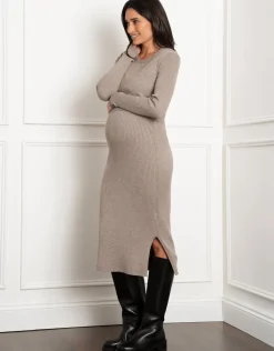Hot Seraphine Amaya | Layered Knitted Maternity & Nursing Dress
