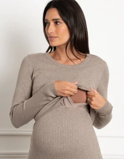 Hot Seraphine Amaya | Layered Knitted Maternity & Nursing Dress