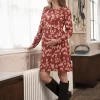 Flash Sale Seraphine Amber | Rust Floral Maternity & Nursing Dress