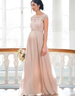 Online Seraphine Angelika | Blush Silk & Eyelash Lace Maternity Gown