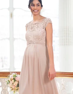 Online Seraphine Angelika | Blush Silk & Eyelash Lace Maternity Gown
