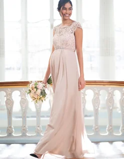 Online Seraphine Angelika | Blush Silk & Eyelash Lace Maternity Gown