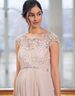 Online Seraphine Angelika | Blush Silk & Eyelash Lace Maternity Gown