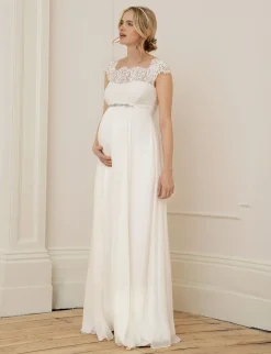 Outlet Seraphine Angelika | Ivory Silk & Eyelash Lace Maternity Wedding Dress