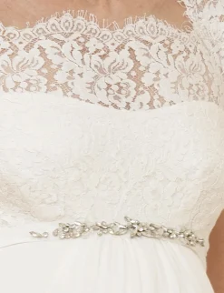 Outlet Seraphine Angelika | Ivory Silk & Eyelash Lace Maternity Wedding Dress