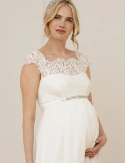 Outlet Seraphine Angelika | Ivory Silk & Eyelash Lace Maternity Wedding Dress