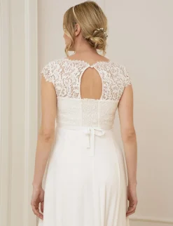 Outlet Seraphine Angelika | Ivory Silk & Eyelash Lace Maternity Wedding Dress