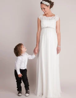 New Seraphine Angelita | Ivory Silk & Eyelash Lace Maternity Wedding Dress
