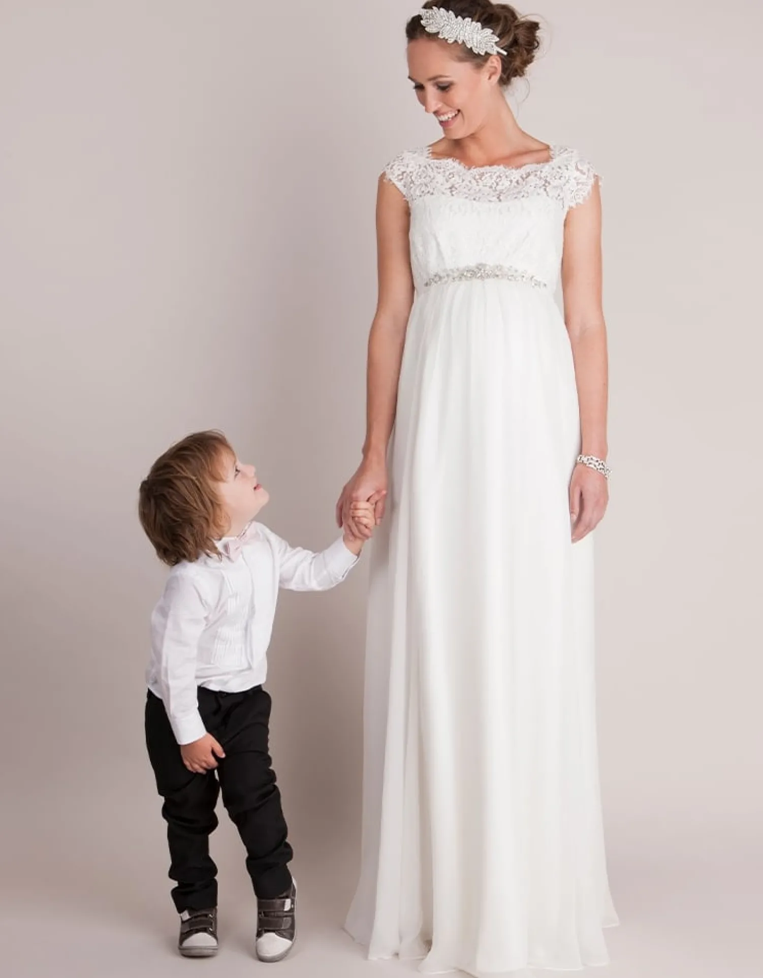 New Seraphine Angelita | Ivory Silk & Eyelash Lace Maternity Wedding Dress