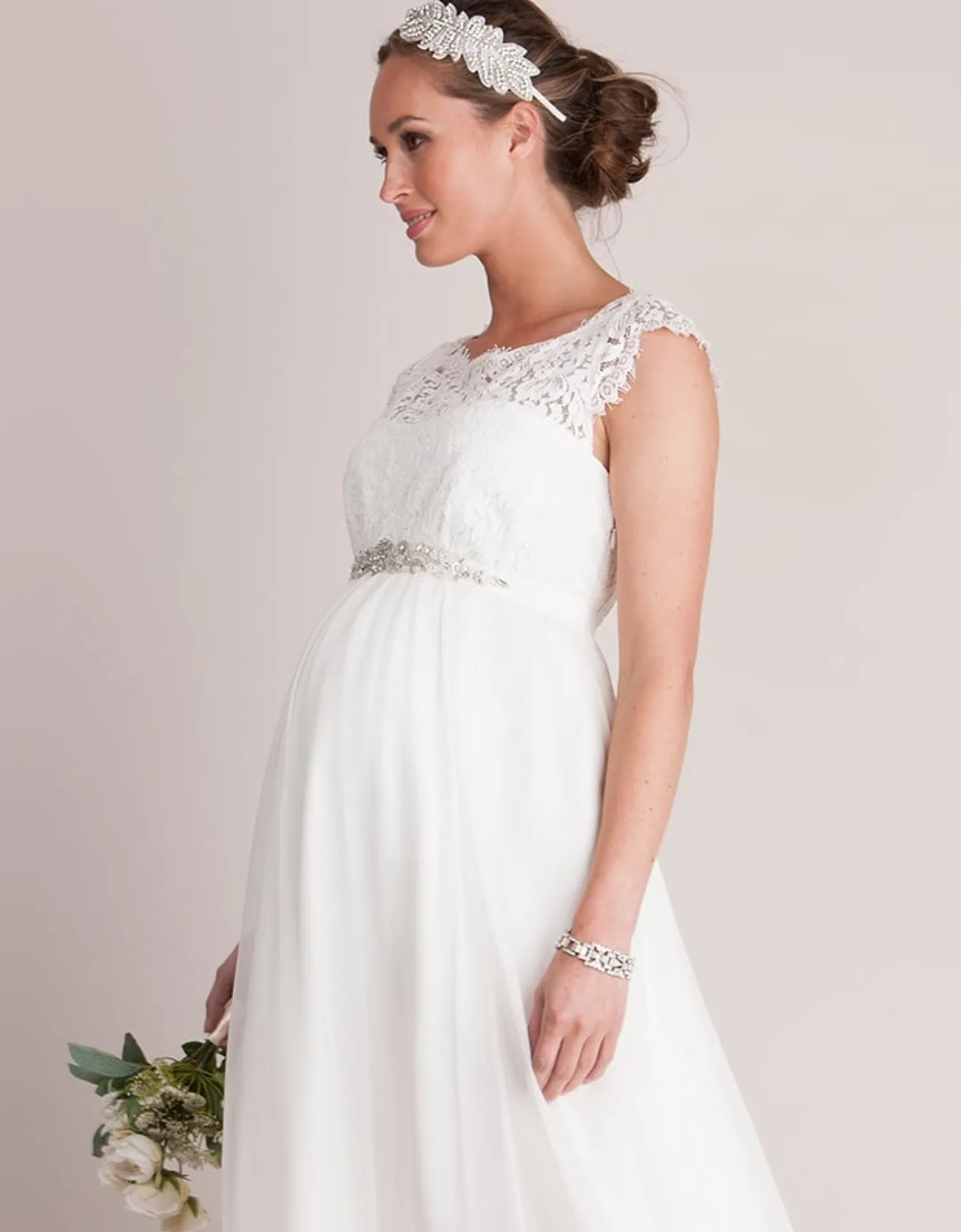 New Seraphine Angelita | Ivory Silk & Eyelash Lace Maternity Wedding Dress