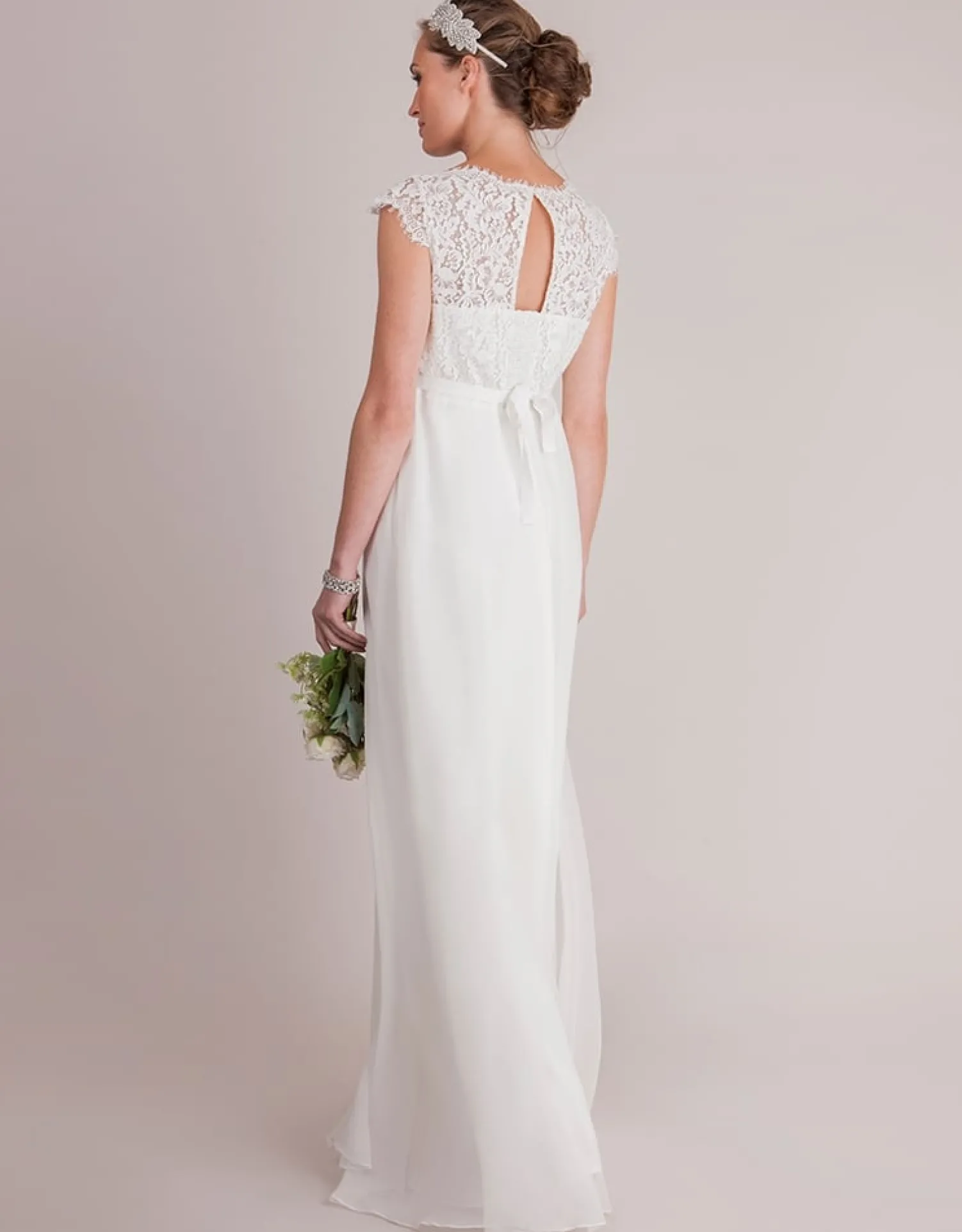 New Seraphine Angelita | Ivory Silk & Eyelash Lace Maternity Wedding Dress