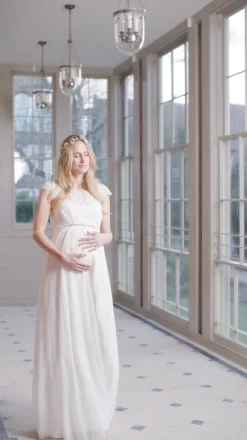 New Seraphine Angelita | Ivory Silk & Eyelash Lace Maternity Wedding Dress