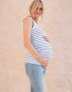 Cheap Seraphine Aniza | Twin Pack Maternity & Nursing Vest Tops - White & Stripe