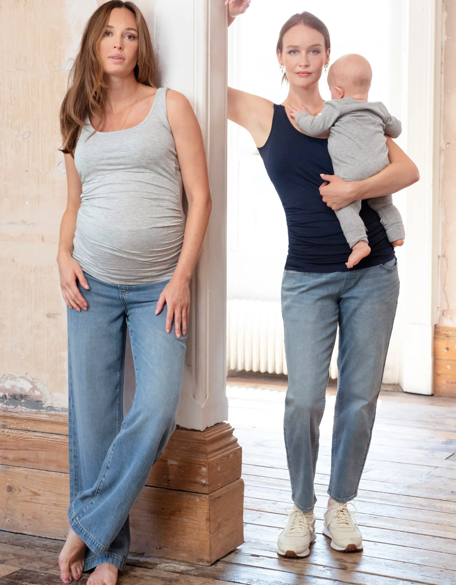 Shop Seraphine Aniza | Twin Pack Maternity & Nursing Vest Tops u2013 Grey & Navy