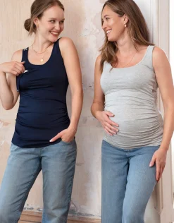 Shop Seraphine Aniza | Twin Pack Maternity & Nursing Vest Tops u2013 Grey & Navy