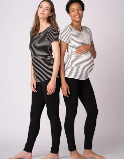 New Seraphine Anne | Twin Pack Striped Maternity to Nursing T-Shirts - Black & White
