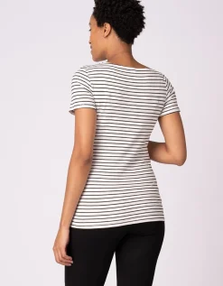New Seraphine Anne | Twin Pack Striped Maternity to Nursing T-Shirts - Black & White