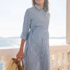 Fashion Seraphine Ariadne | Cotton & Lyocell Maternity & Nursing Stripe Shirt Dress