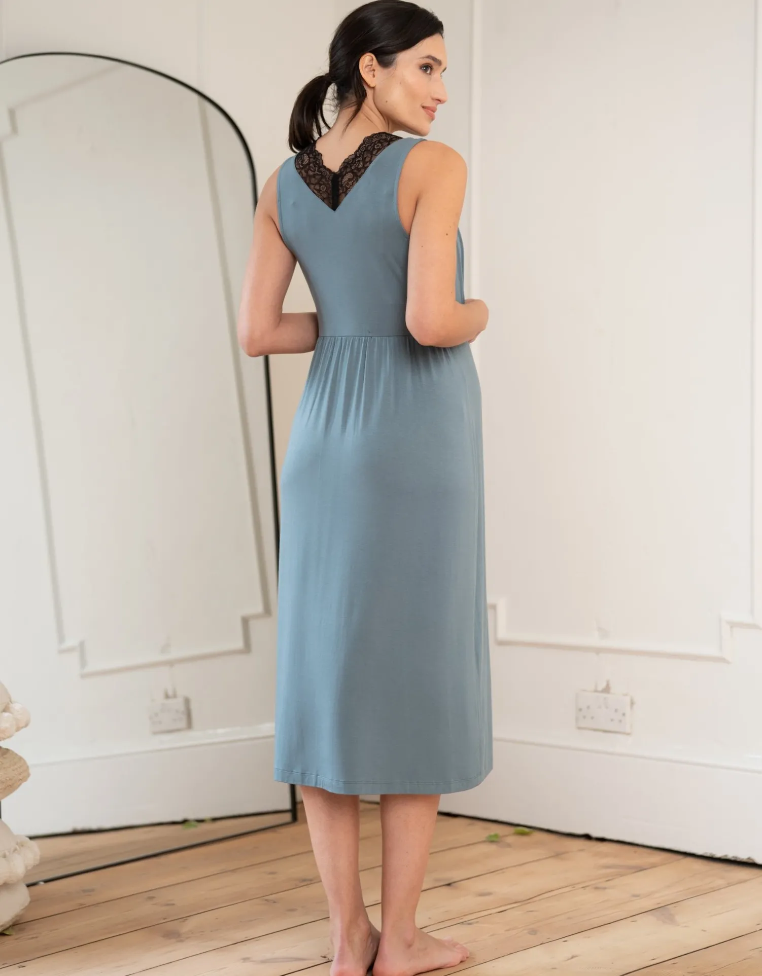 Best Sale Seraphine Arian | Lace Trim Midi-Length Crossover Maternity to Nursing Nightie