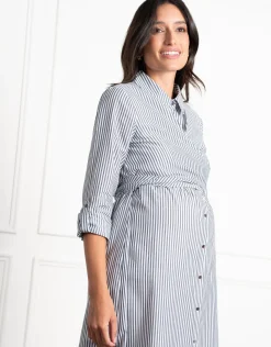 Online Seraphine Arianna | Cotton-Blend Stripe Maternity & Nursing Shirt Dress