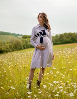Online Seraphine Arianne | Cotton-Blend Stripe Maternity & Nursing Shirt Dress
