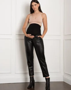 Hot Seraphine Arshia | Leather-Look Straight-Leg Maternity Pants