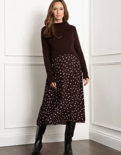 Clearance Seraphine Ayra | Knit Maternity & Nursing Topper with Spot Print Skirt