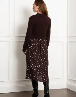Clearance Seraphine Ayra | Knit Maternity & Nursing Topper with Spot Print Skirt
