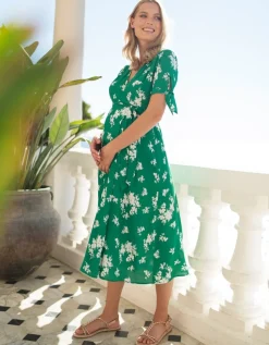 Store Seraphine Bessie | Green Midi Wrap Maternity Dress
