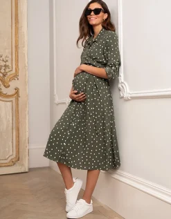 Store Seraphine Bless | Polka Dot Maternity & Nursing Shirt Dress