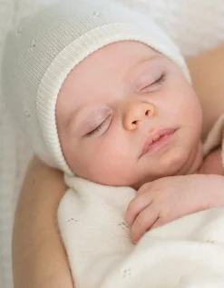 Outlet Seraphine Bobbina | Mini Cotton & Cashmere Ivory White Knitted Baby Hat