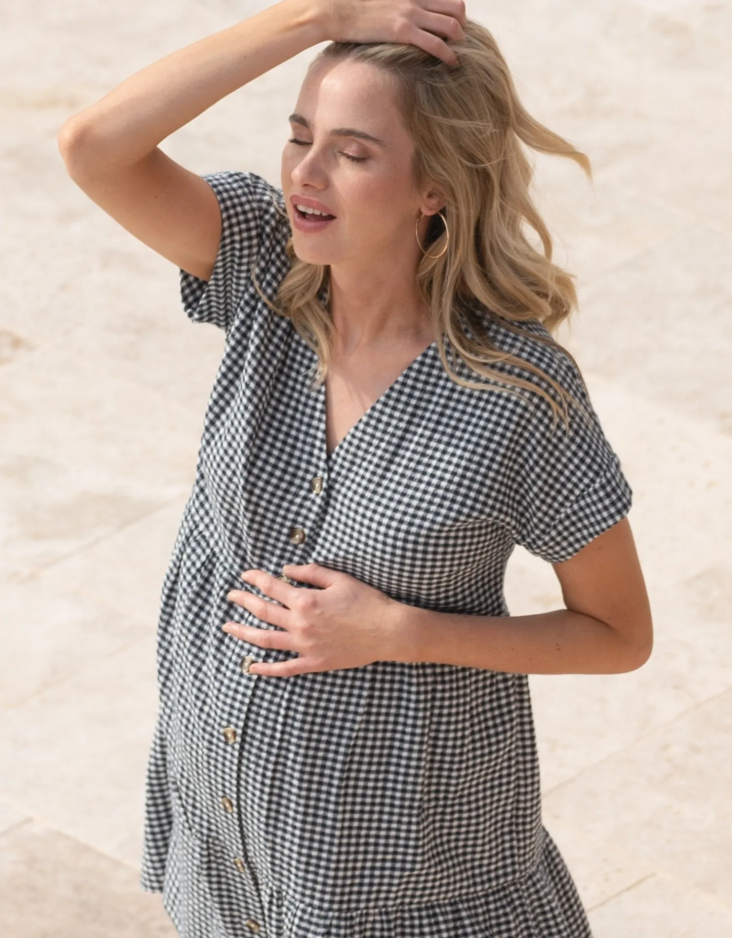 Cheap Seraphine Bravada | Cotton Gingham Button-Down Shift Maternity-To-Nursing Dress