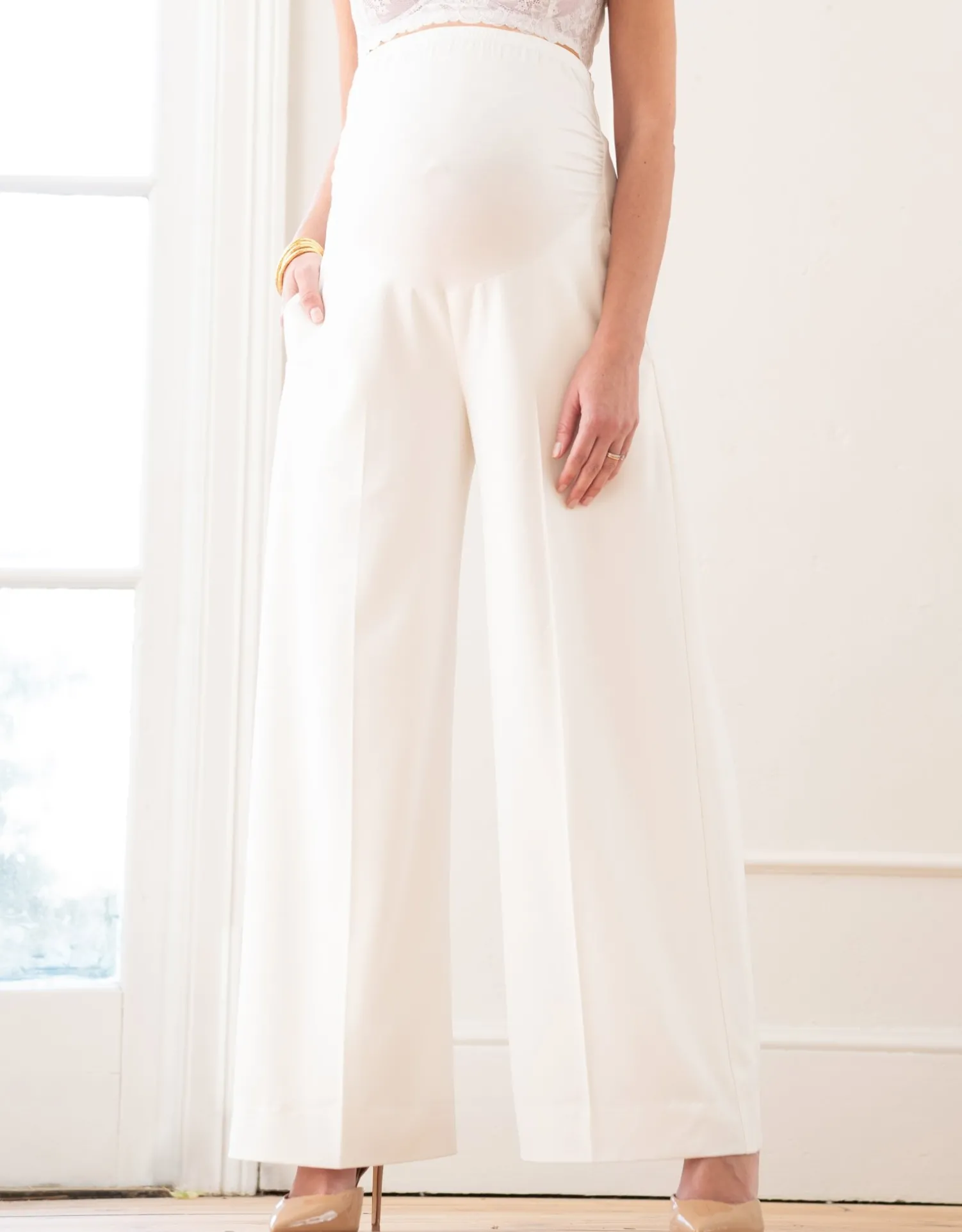 Fashion Seraphine Calico | Wide Leg Over Bump Maternity Pants
