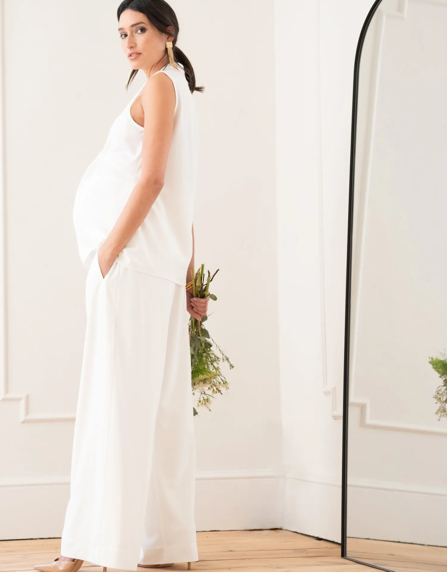 Fashion Seraphine Calico | Wide Leg Over Bump Maternity Pants