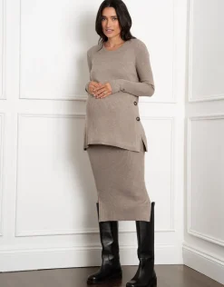 Discount Seraphine Carnelian | Rib Knit Maternity & Nursing Co-ord Top