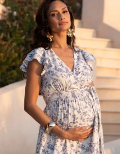 Online Seraphine Casen | Flutter Sleeve Maxi Wrap Maternity Dress