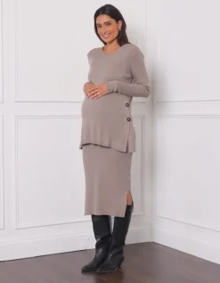 Hot Seraphine Chantria | Rib Knit Maternity Co-ord Skirt