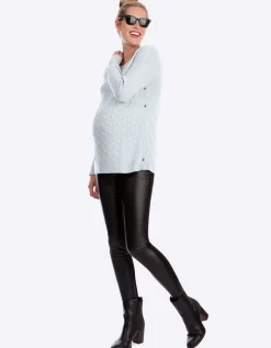 Sale Seraphine Cici | Faux Leather Panel Maternity Leggings