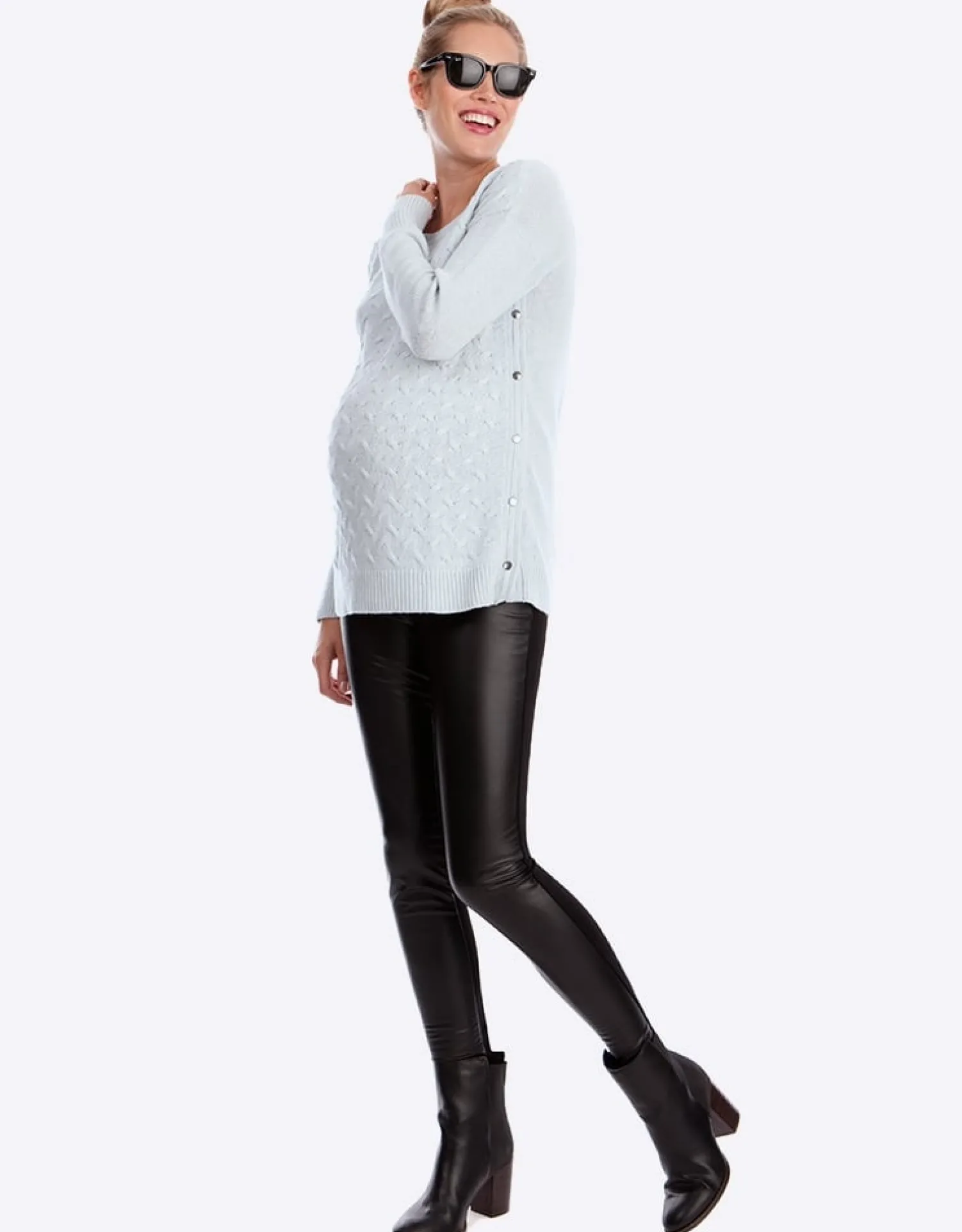 Sale Seraphine Cici | Faux Leather Panel Maternity Leggings