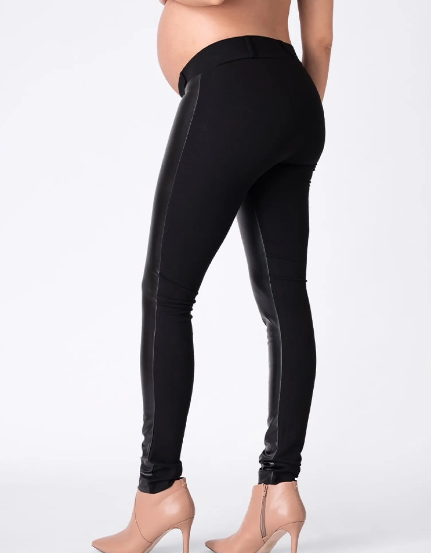 Sale Seraphine Cici | Faux Leather Panel Maternity Leggings