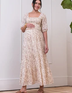 Hot Seraphine Citrine | Cotton Floral Co-Ord Maternity and Nursing Set