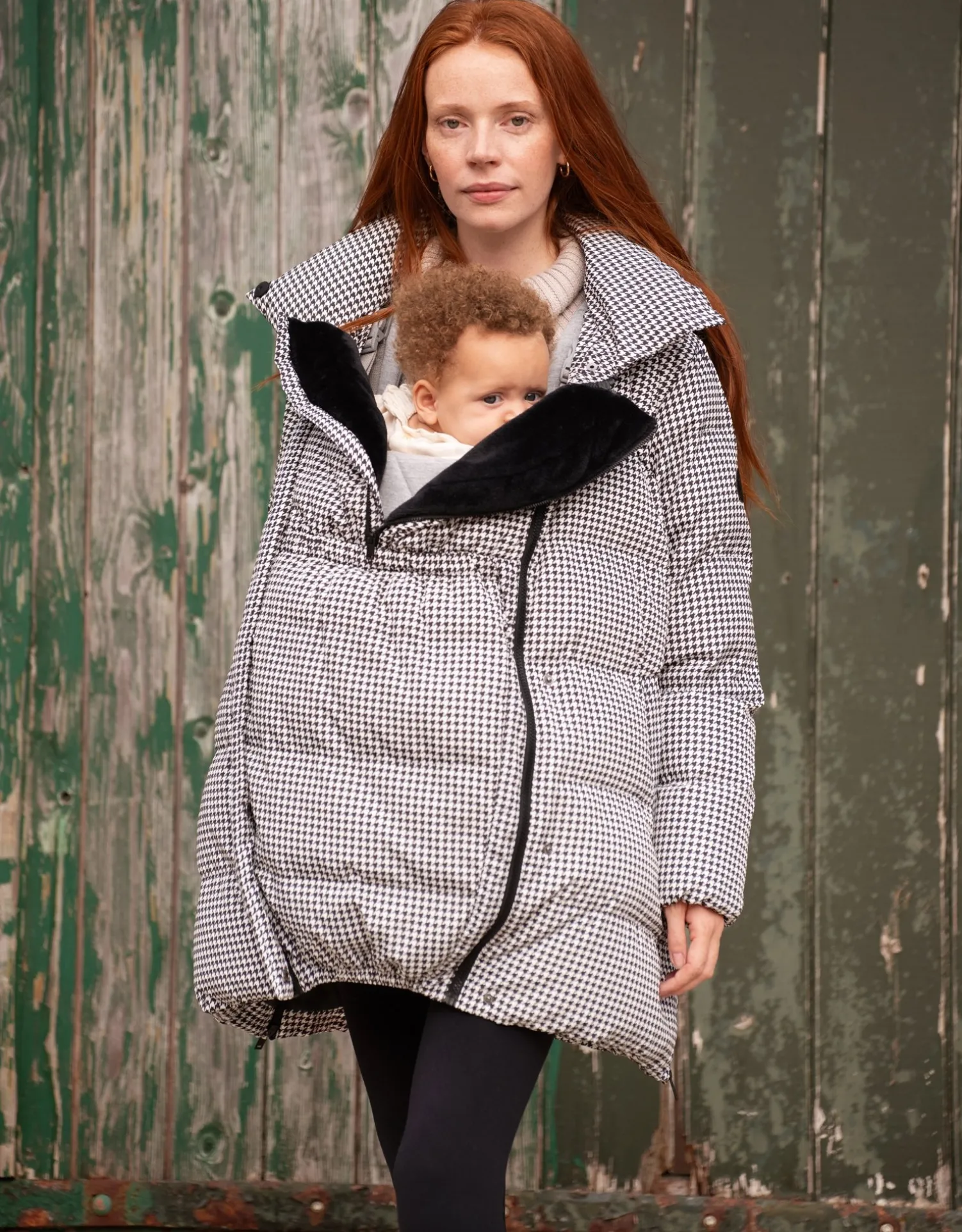 Online Seraphine Cozette | Houndstooth Belted Puffer Maternity Coat